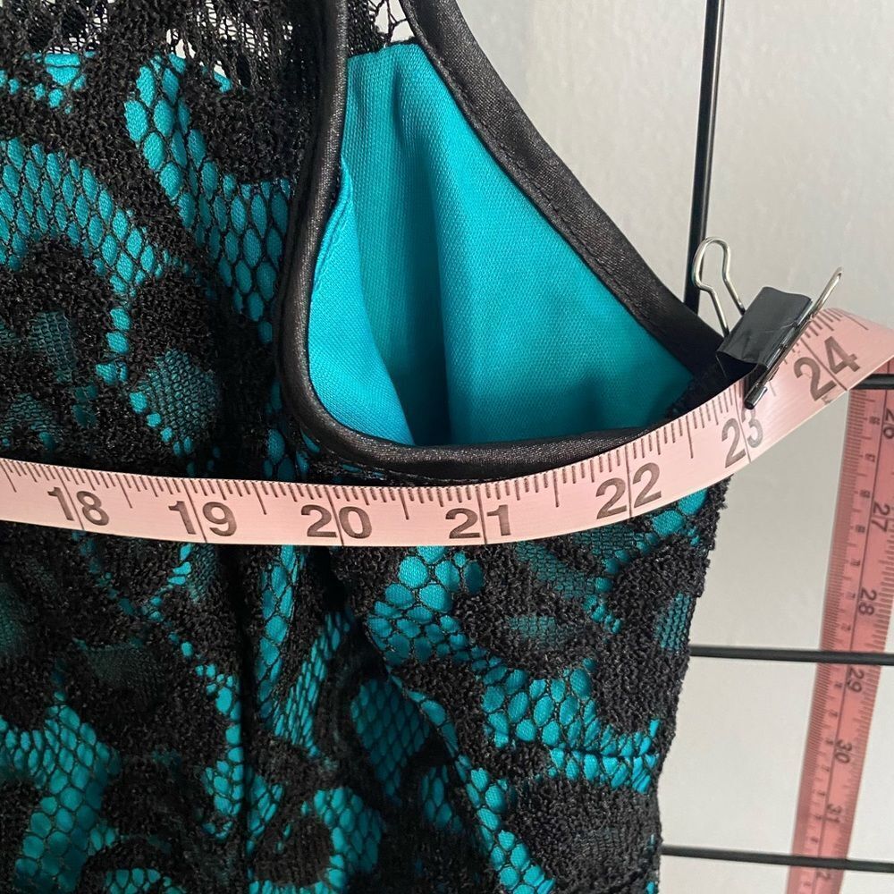Sally USA plus size teal dress with black lace overlay EUC - Picture 10 of 10